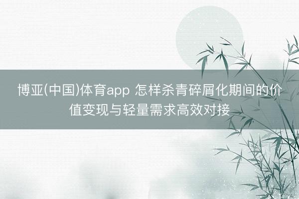 博亚(中国)体育app 怎样杀青碎屑化期间的价值变现与轻量需求高效对接