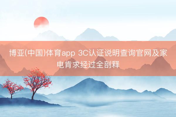 博亚(中国)体育app 3C认证说明查询官网及家电肯求经过全剖释