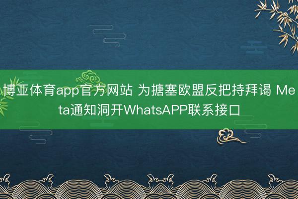 博亚体育app官方网站 为搪塞欧盟反把持拜谒 Meta通知洞开WhatsAPP联系接口