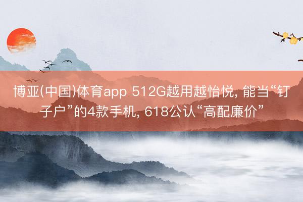 博亚(中国)体育app 512G越用越怡悦， 能当“钉子户”的4款手机， 618公认“高配廉价”