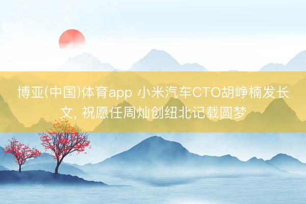 博亚(中国)体育app 小米汽车CTO胡峥楠发长文， 祝愿任周灿创纽北记载圆梦