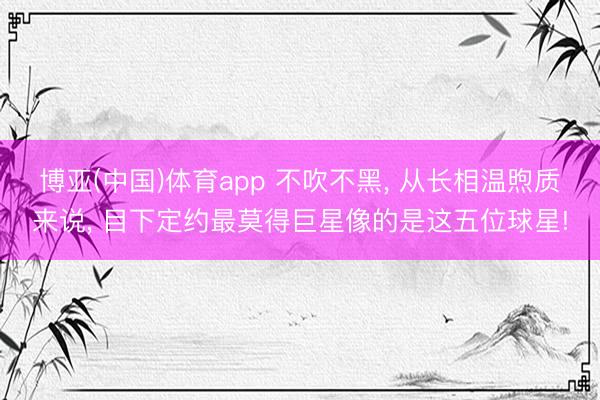 博亚(中国)体育app 不吹不黑， 从长相温煦质来说， 目下定约最莫得巨星像的是这五位球星!