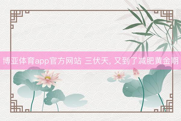 博亚体育app官方网站 三伏天， 又到了减肥黄金期