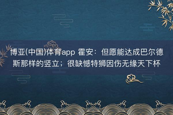博亚(中国)体育app 霍安：但愿能达成巴尔德斯那样的竖立；很缺憾特狮因伤无缘天下杯