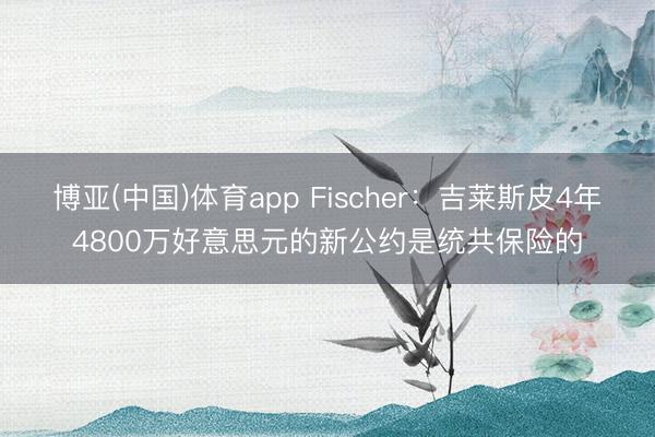 博亚(中国)体育app Fischer：吉莱斯皮4年4800万好意思元的新公约是统共保险的